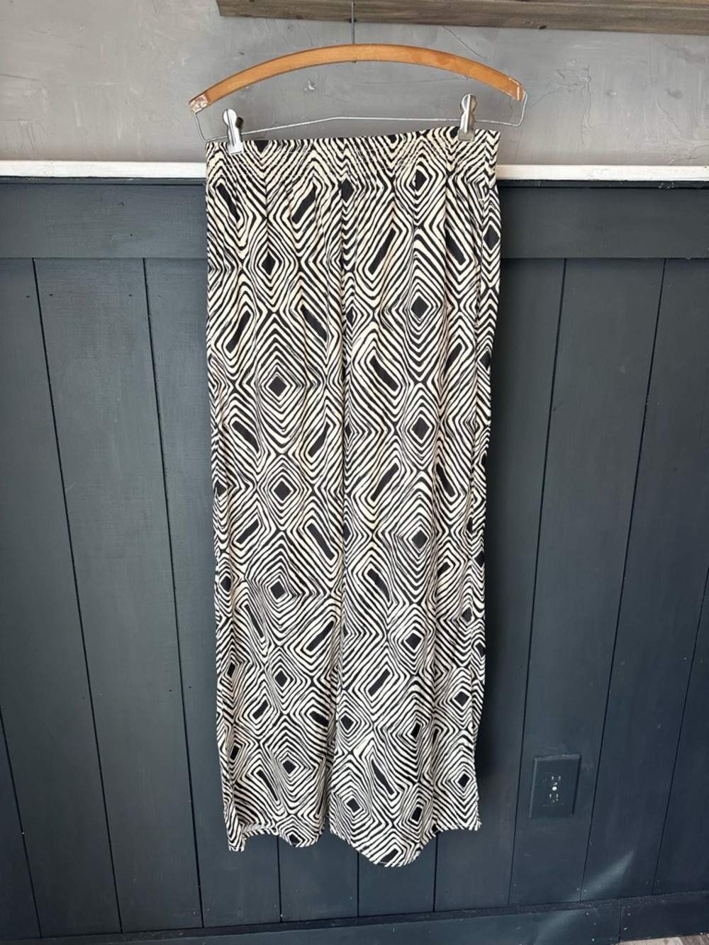 Philosophy Black Cream Abstract Patterned Wide Leg Soft Pants sz M